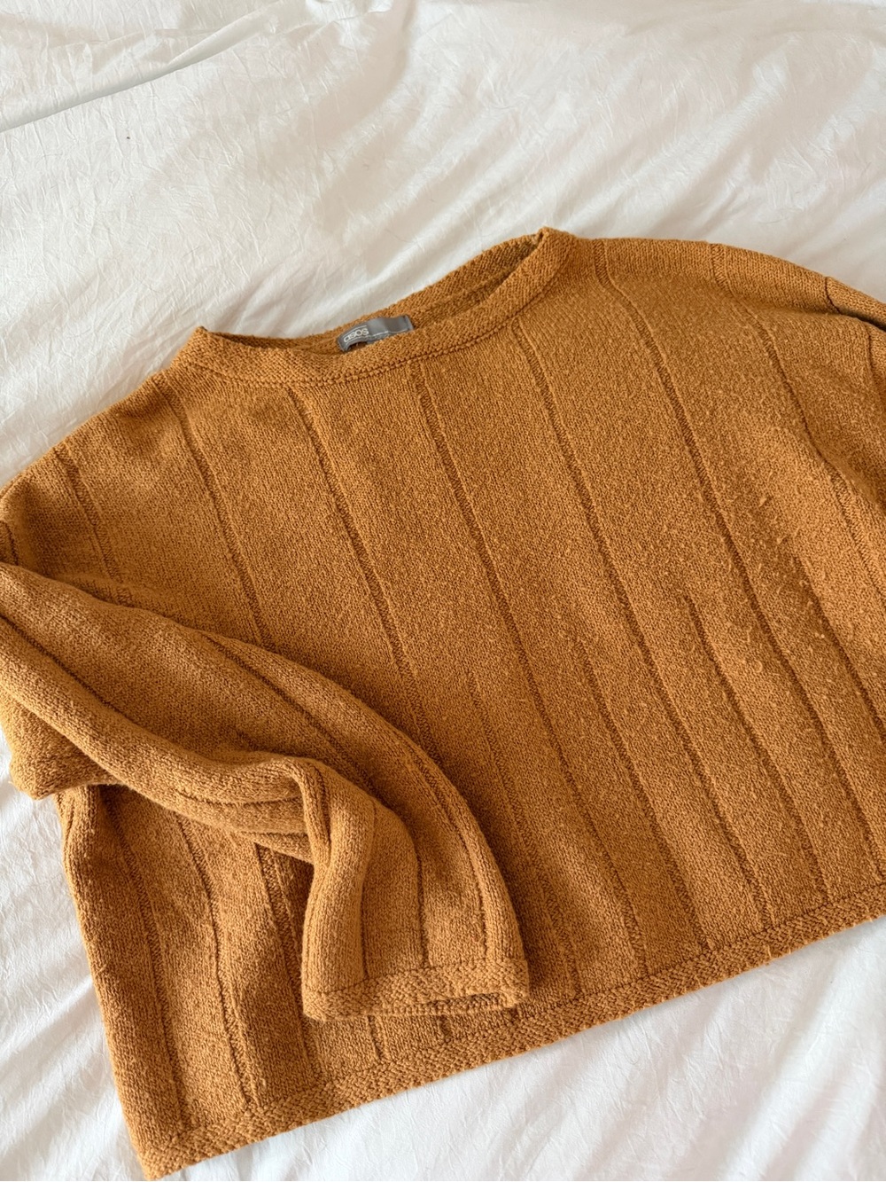 ASOS Cropped Mustard Yellow Cozy Sweater Womens 8